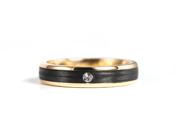 Anillo de Oro 18K y Fibra de Carbono con Swarovski (04710_4S1)