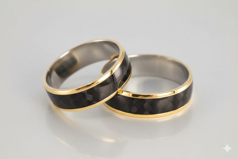 Set de alianzas de Titanio, Oro amarillo 18k y Fibra de Carbono (04708_6N6N)