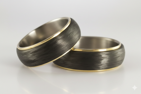 Set de alianzas de Titanio, Oro amarillo 18k y Fibra de Carbono (00422_7N7N)