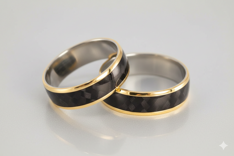 Alianzas de Oro amarillo 18k y Fibra de Carbono (44708_6N6N)