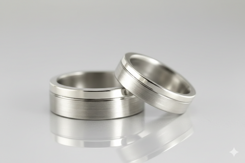 Set de alianzas de Titanio y Oro blanco (00557_4N7N)