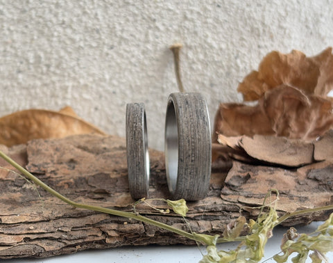 Set alianzas de Titanio y Madera Gris Terso (00500_4N7N)